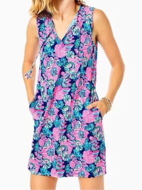 Lilly Pulitzer Johana Sleeveless Coverup in Bright Pink and Multi